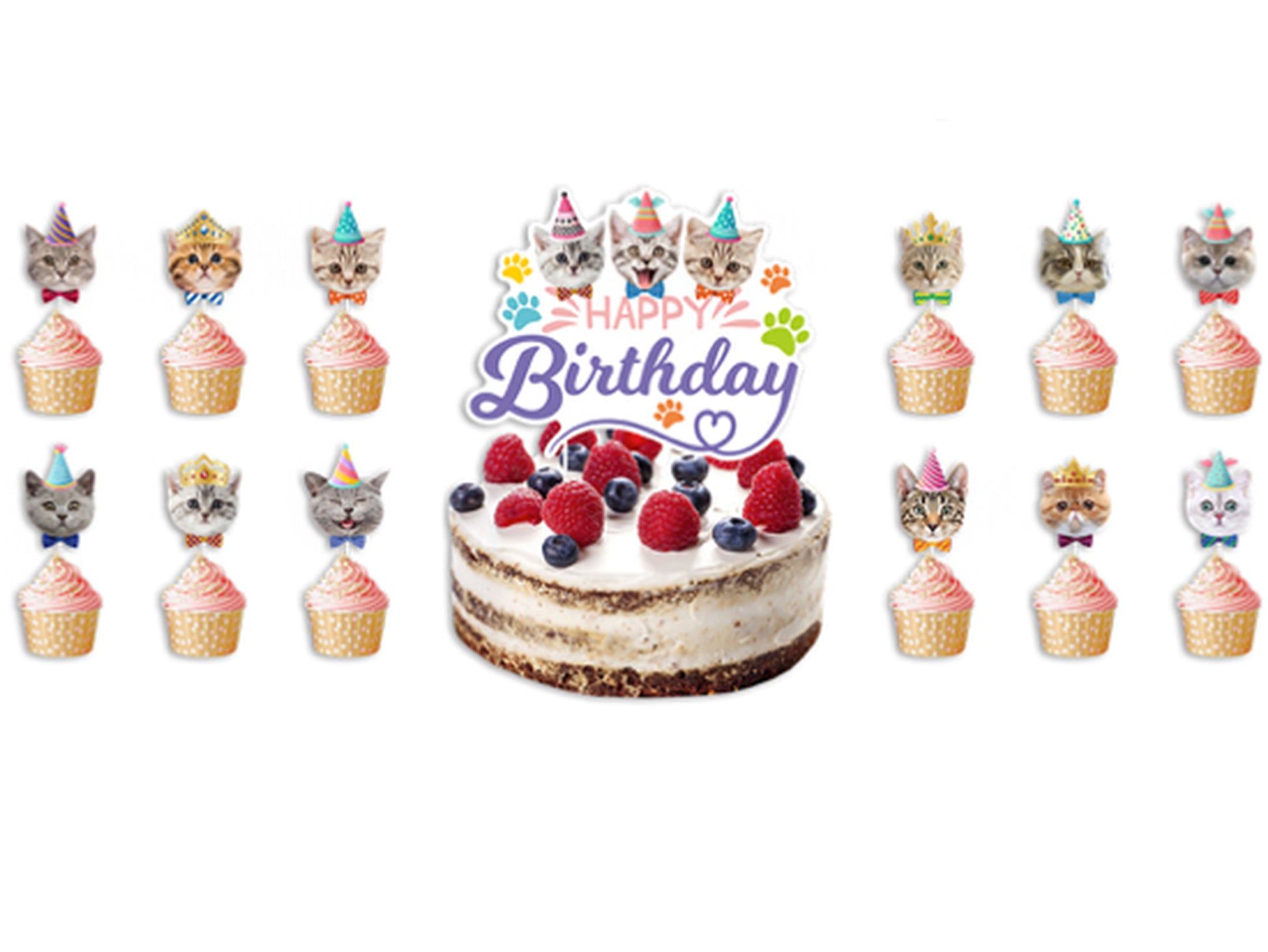 Cat Birthday Cake Toppers