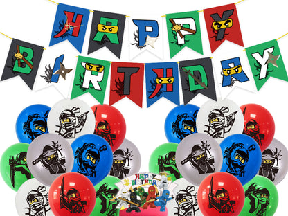 Lego Ninjago Birthday Banner, Lego Ninjago Balloons, Lego Ninjago Cake Toppers, Party Suppliers