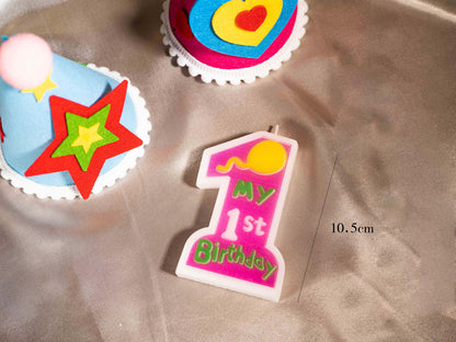 1st Birthday Candles, Number 1 Sprinkle Candle, Numeral Age Candle