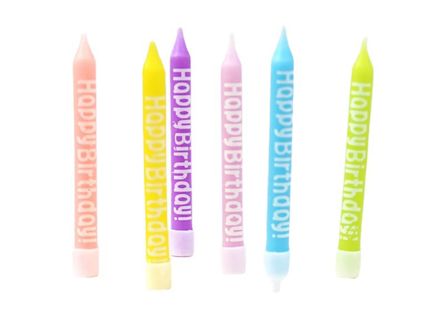 Macaron Pencil Shape Candles 6pcs, Colorful Birthday Cake Cupcake Candles