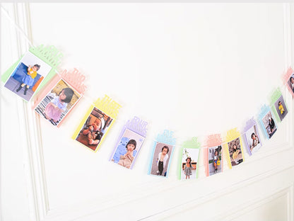 Colorful Birthday Photo Frame Banner, Muiticolor Baby's 1st Year Birthday Photo Banner Bunting