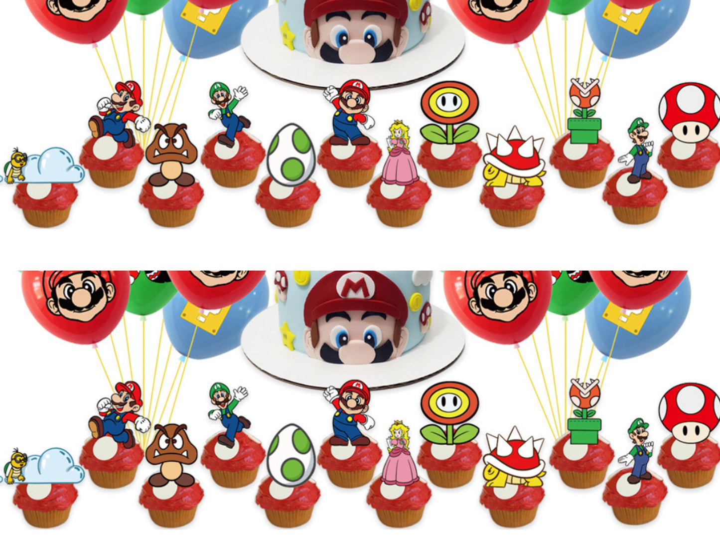 Mario Acrylic Cake Toppers 13 PCS, Mario Theme Party Birthday Cake Decorations