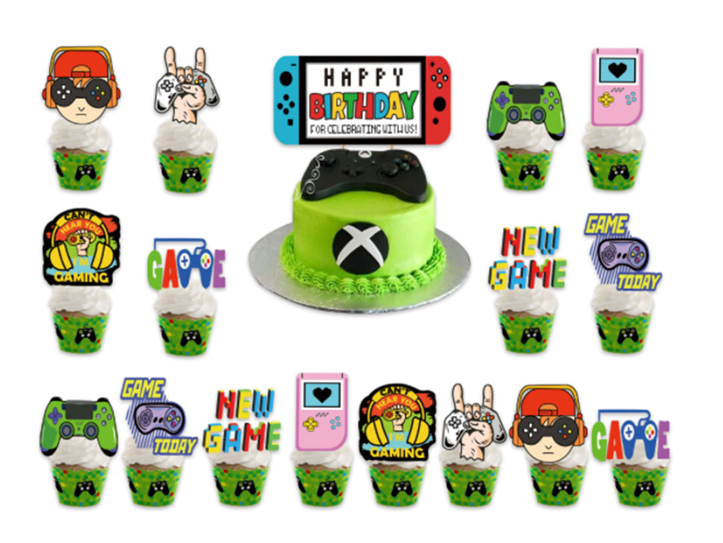 Game On Birthday Banners, Game On Balloons, Game On Cake Toppers