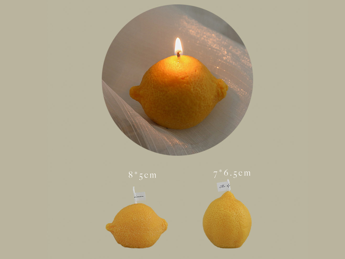 Handmade Lemon Shaped Scented Candles, Yellow Lemon Soy Wax Candles