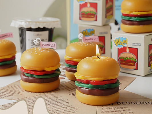 Burger Shaped Candles, Soy Wax Scented Candles