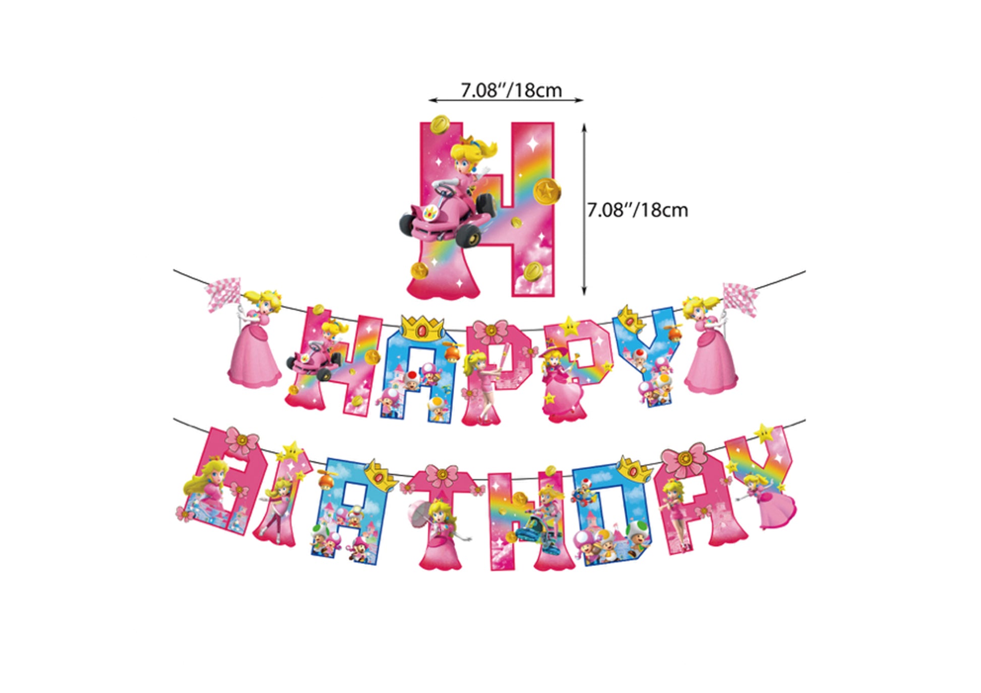 Princess Peach Birthday Banner