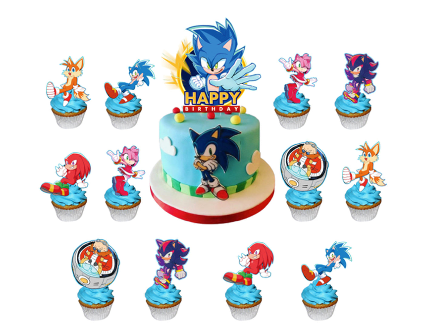 Sonic Birthday Banners, Sonic Balloons, Sonic Cake Toppers