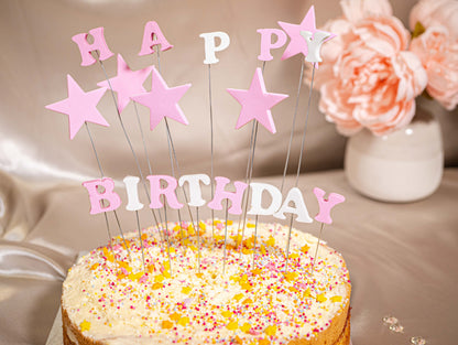 Happy Birthday Letter DIY Cake Toppers, Pink Birthday Cake Decorations