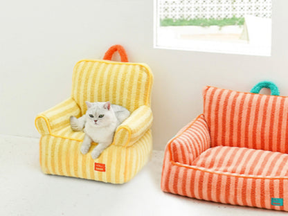 Yello Cat Puppy Sofa Bed, Plush Pet Lounger Couch, Warm Cuddler Soft Pet Chair