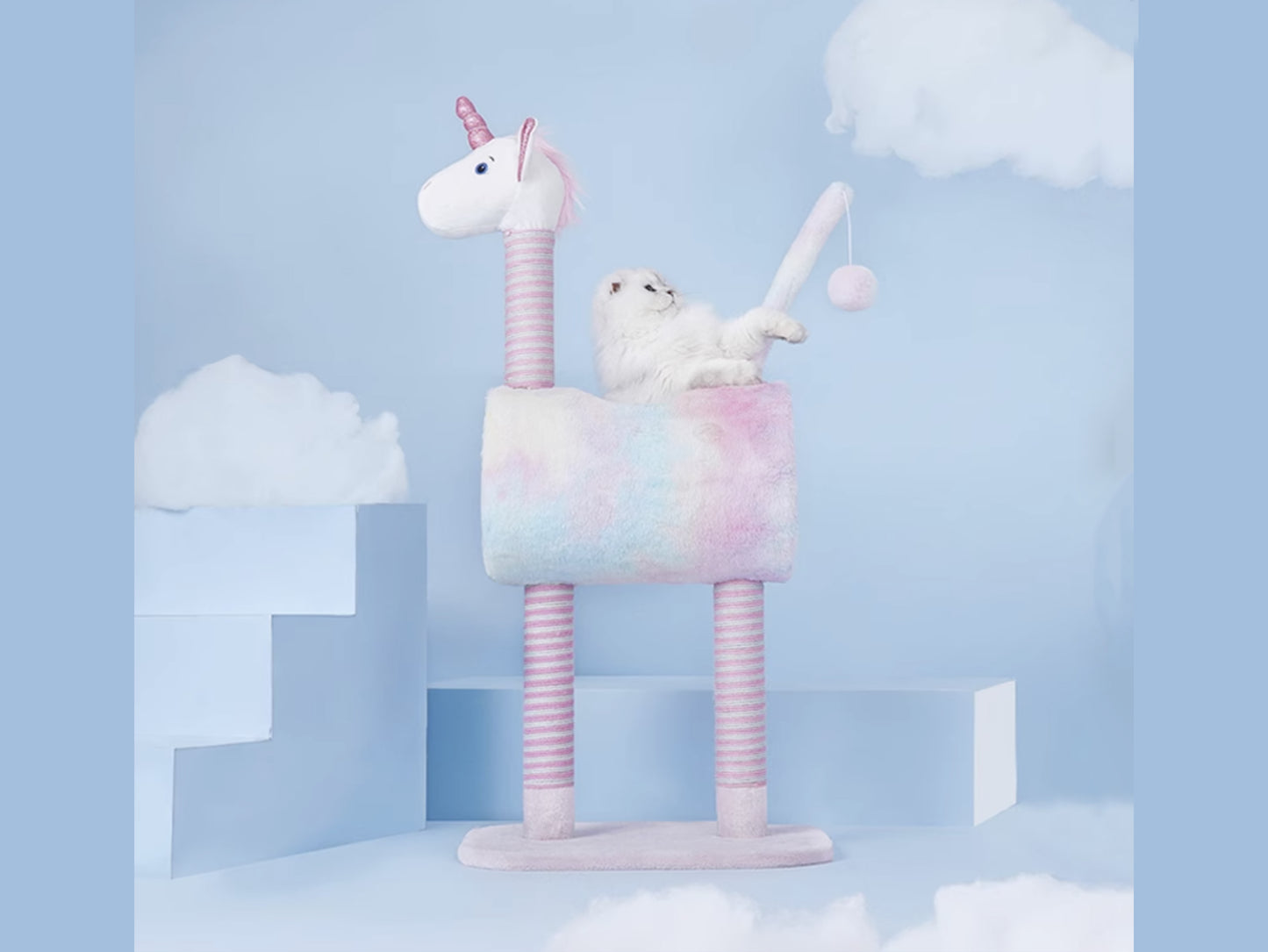 Unicorn Cat Tree, Pink Cat Tower, Cat Climbing Cando with Scratching Post