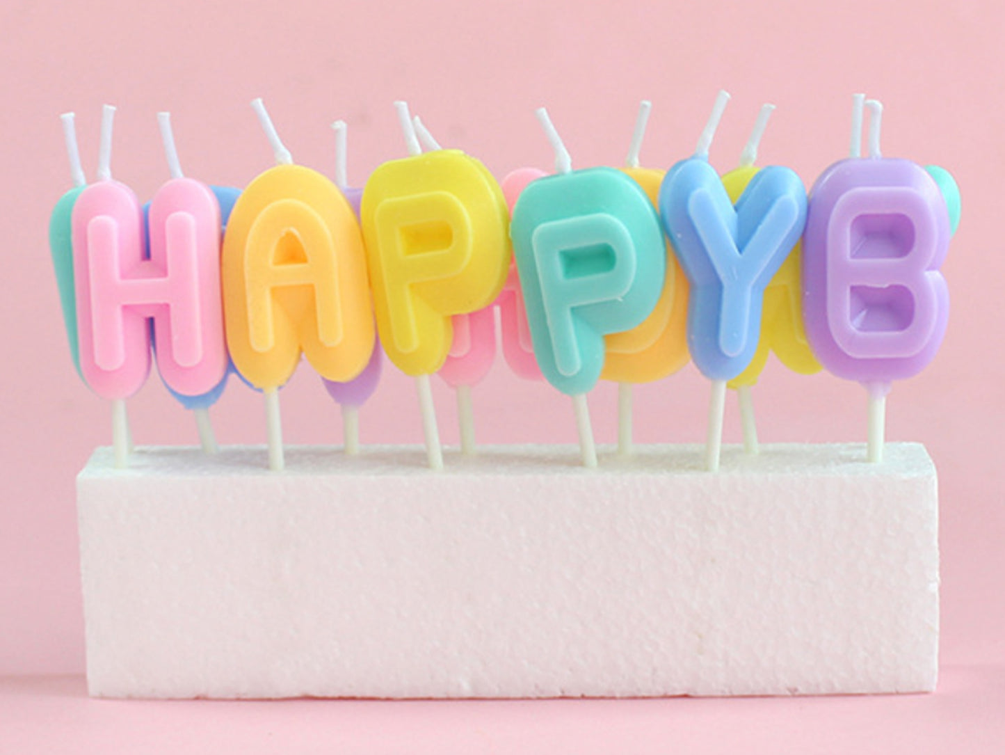 Macaron Happy Birthday Letter Candles, Colorful Birthday Cake Candle