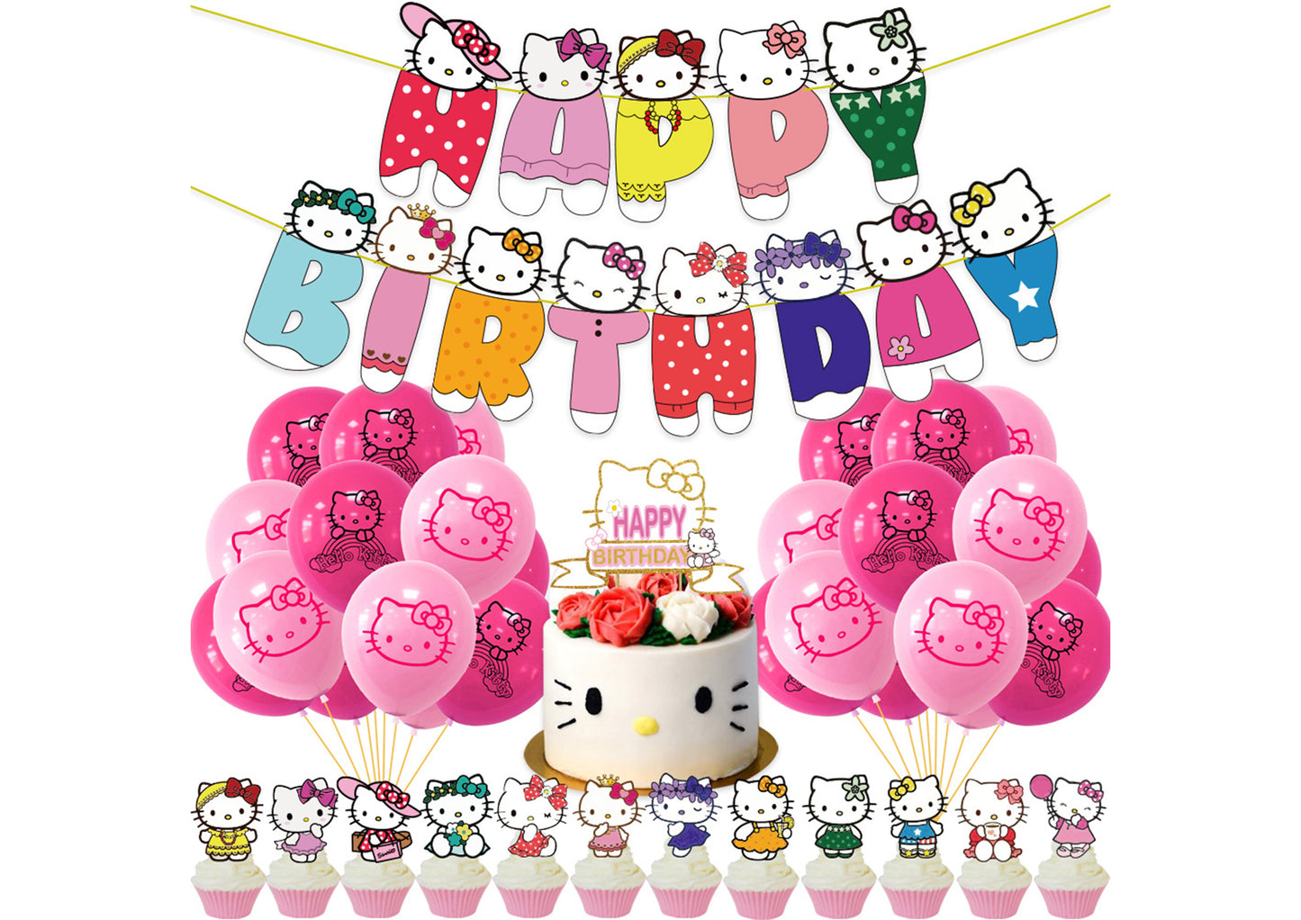 Hello Kitty Birthday Banners, Hello Kitty Balloons, Hello Kitty Birthday Decorations