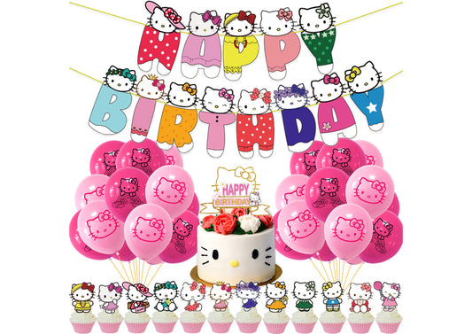 Hello Kitty Birthday Banners, Hello Kitty Balloons, Hello Kitty Cake Toppers