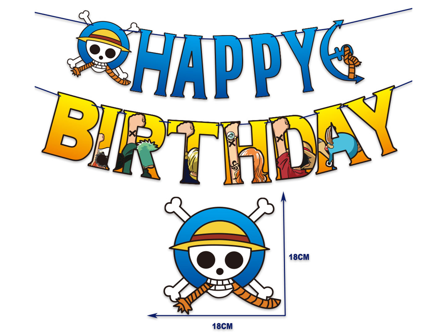 One Piece Birthday Banners, One Piece Balloons, One Piece Cake Toppers