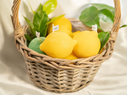 Handmade Lemon Shaped Scented Candles, Yellow Lemon Soy Wax Candles