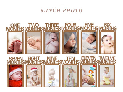 Gold Number Birthday Photo Frame Banner, Baby's 1st Year Birthday Photo Banner Bunting