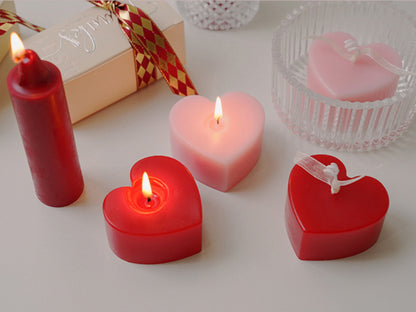 Handmade Heart Shaped Scented Candles, Pink Red Heart Soy Wax Candles