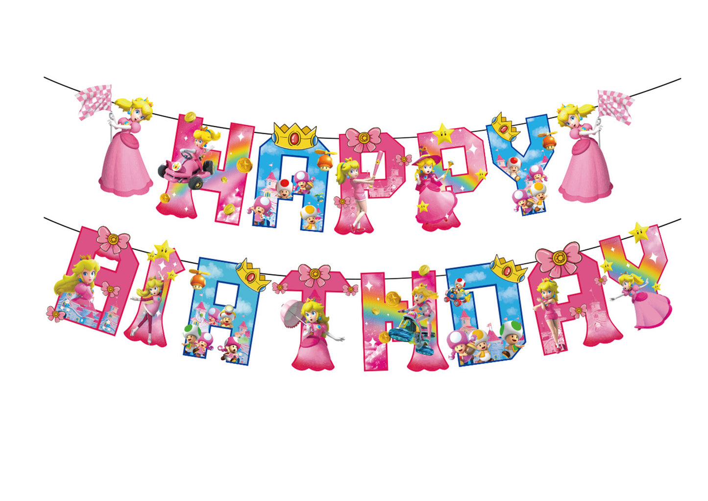 Princess Peach Birthday Banner