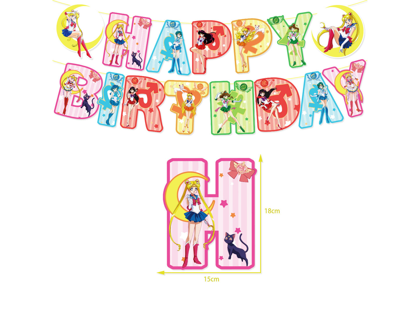 Sailor Moon Birthday Banners, Sailor Moon Balloons, Sailor Moon Cake Toppers, Sailor Moon Birthday Decorations