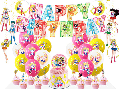 Sailor Moon Birthday Banners, Sailor Moon Balloons, Sailor Moon Cake Toppers, Sailor Moon Birthday Decorations