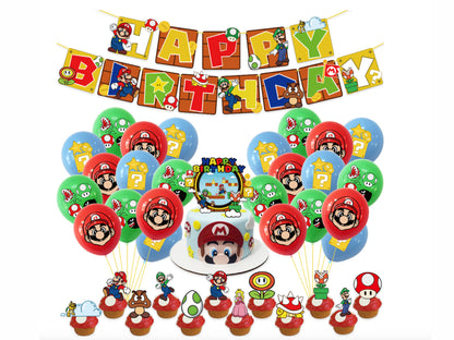 Super Mario Birthday Banners, Super Mario Balloons, Super Mario Cake Toppers