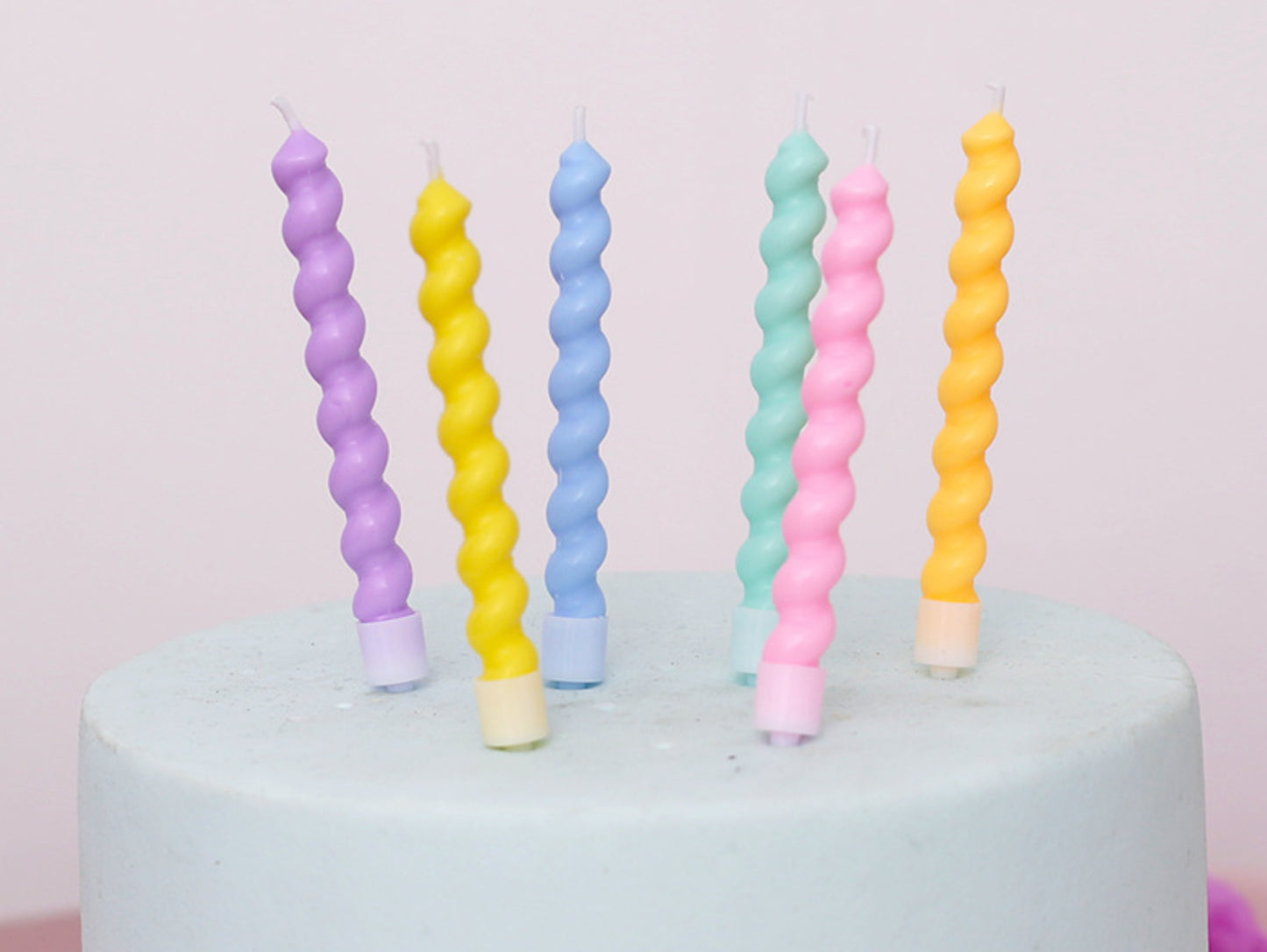 Twisty Macaron Birthday Cake Candles, Spiral Coloful Birthday Cake Candle