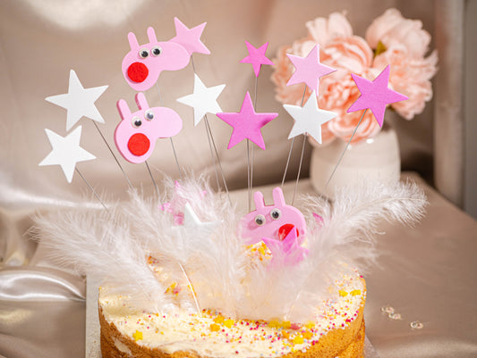 Pink Piggy DIY Cake Toppers, Pink Birthday Cake Decorations