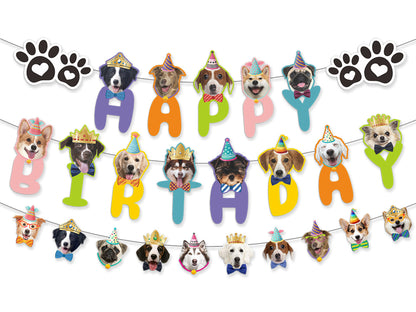 Dog Birthday Banners, Kawaii Banners, Puppy Happy Birthday Letter Banners