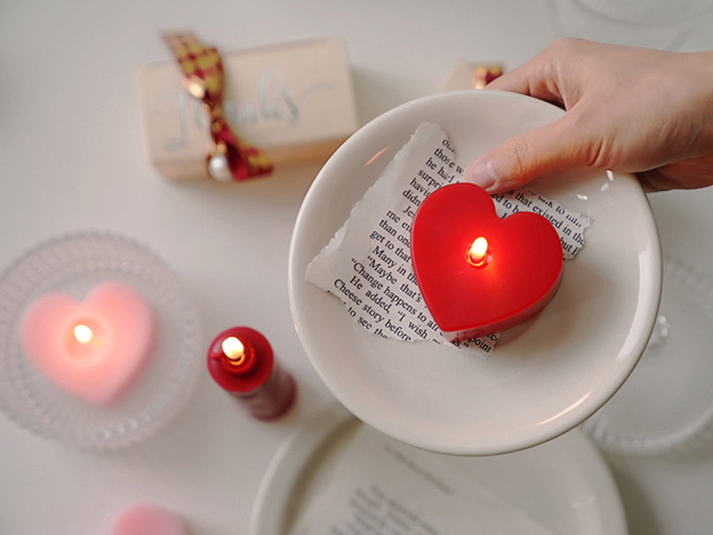 Handmade Heart Shaped Scented Candles, Pink Red Heart Soy Wax Candles