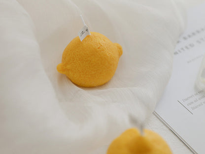 Handmade Lemon Shaped Scented Candles, Yellow Lemon Soy Wax Candles