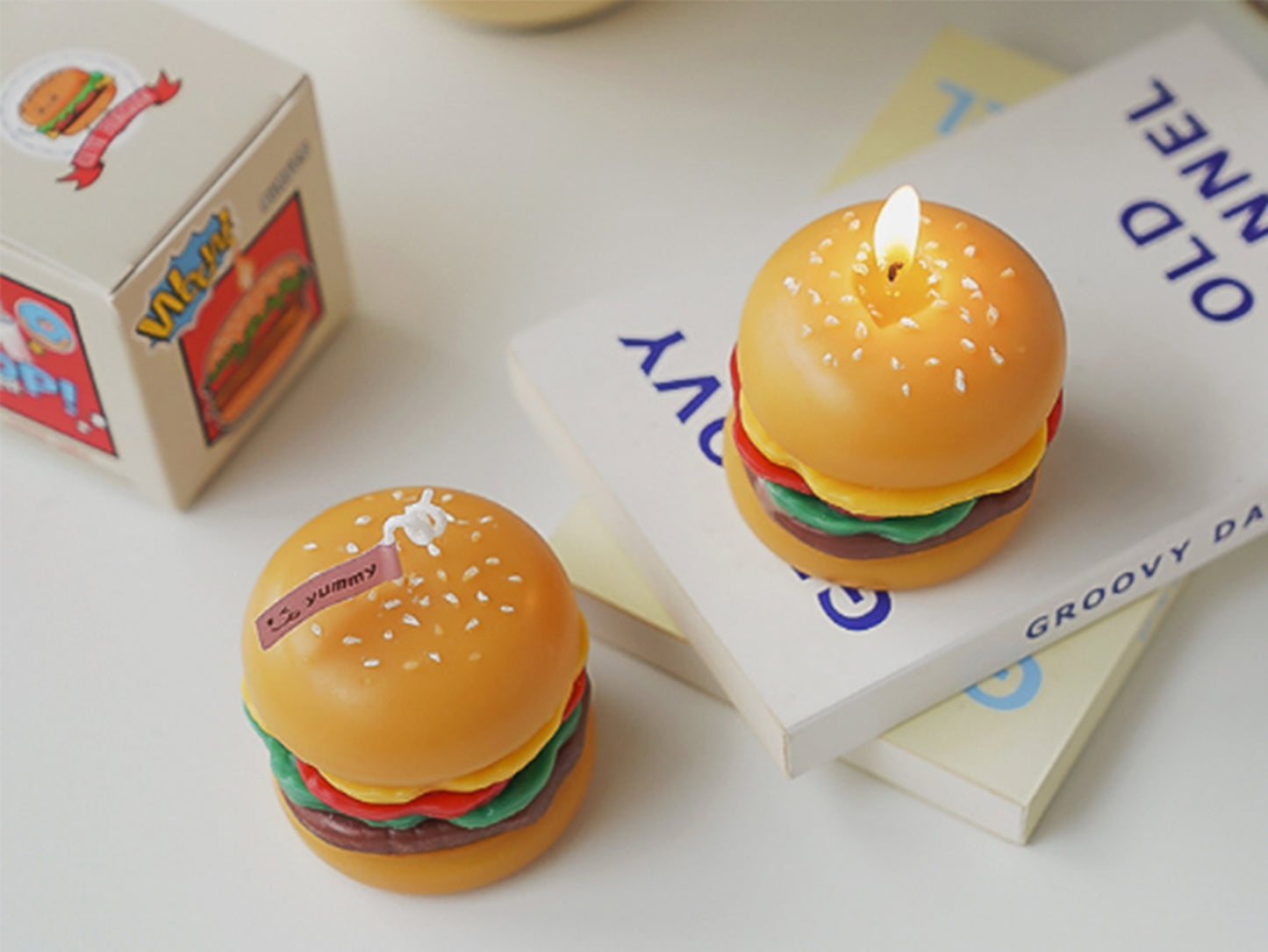 Burger Shaped Candles, Soy Wax Scented Candles