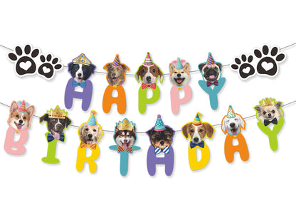 Dog Birthday Banners, Kawaii Banners, Puppy Happy Birthday Letter Banners