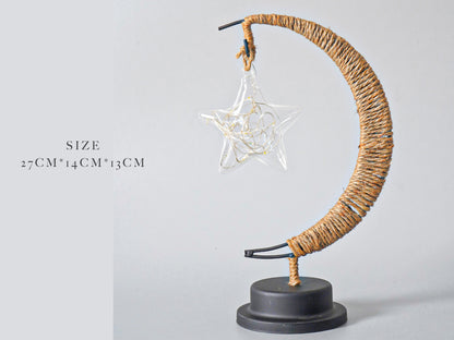 Moon Star Apple Fairy Lights, Moon Design Twine Table Lamp