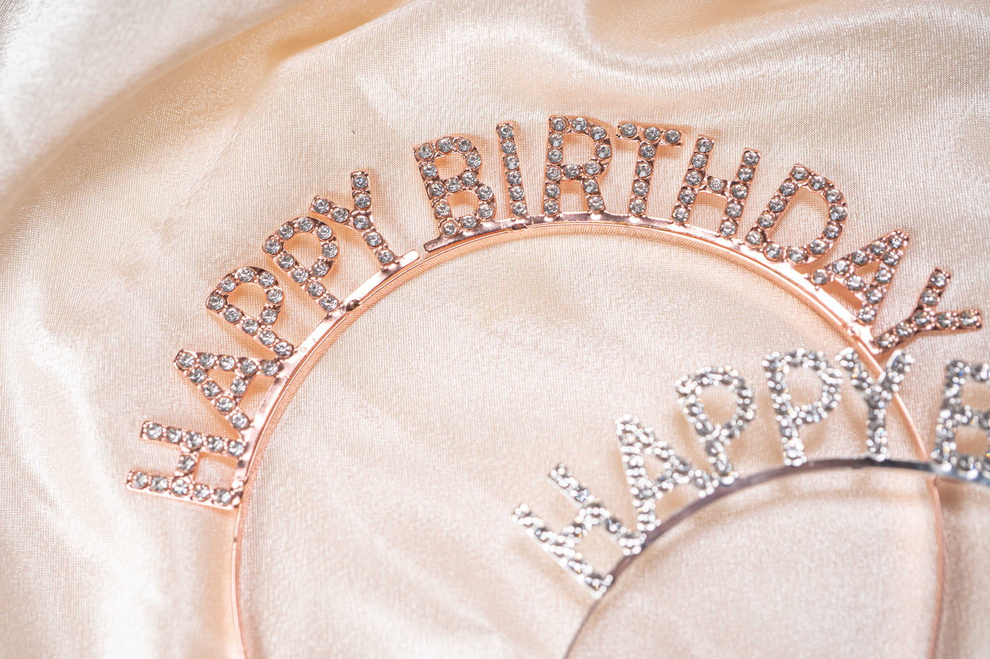 Rose Gold Rhinestone Shining Birthday Headband, Birthday Letter Glitter Crown Hairband