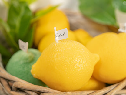 Handmade Lemon Shaped Scented Candles, Yellow Lemon Soy Wax Candles