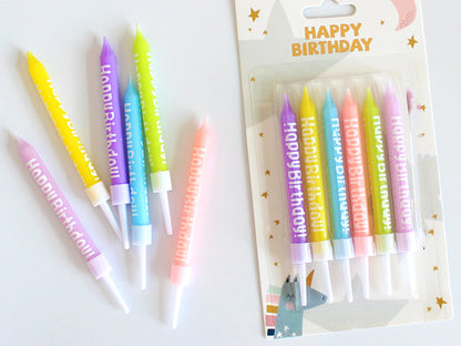 Macaron Pencil Shape Candles 6pcs, Colorful Birthday Cake Cupcake Candles