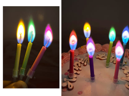 Colorful Cake Candles, Colour Flame Fire, Surprise Birthday Candle