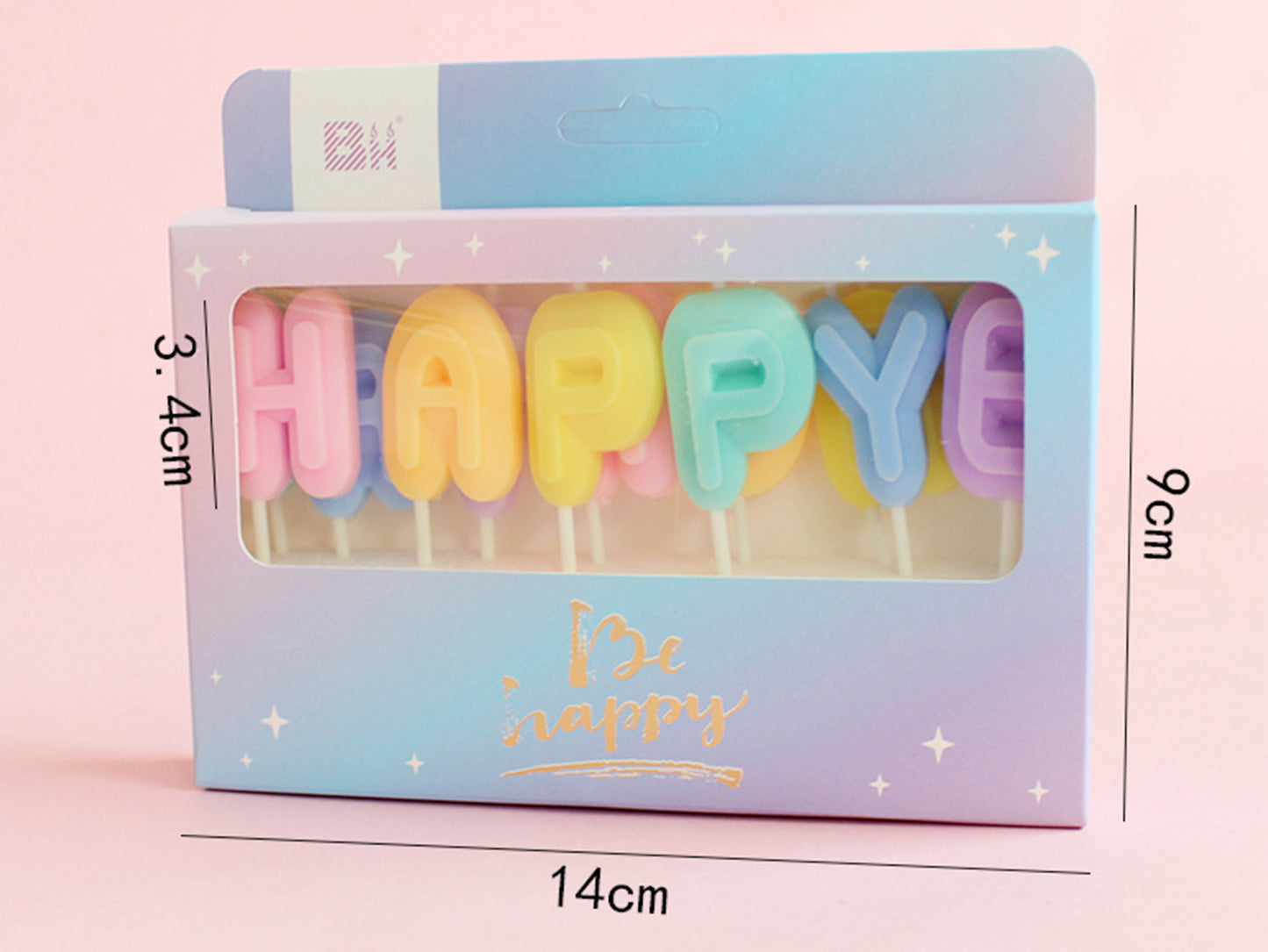 Macaron Happy Birthday Letter Candles, Colorful Birthday Cake Candle