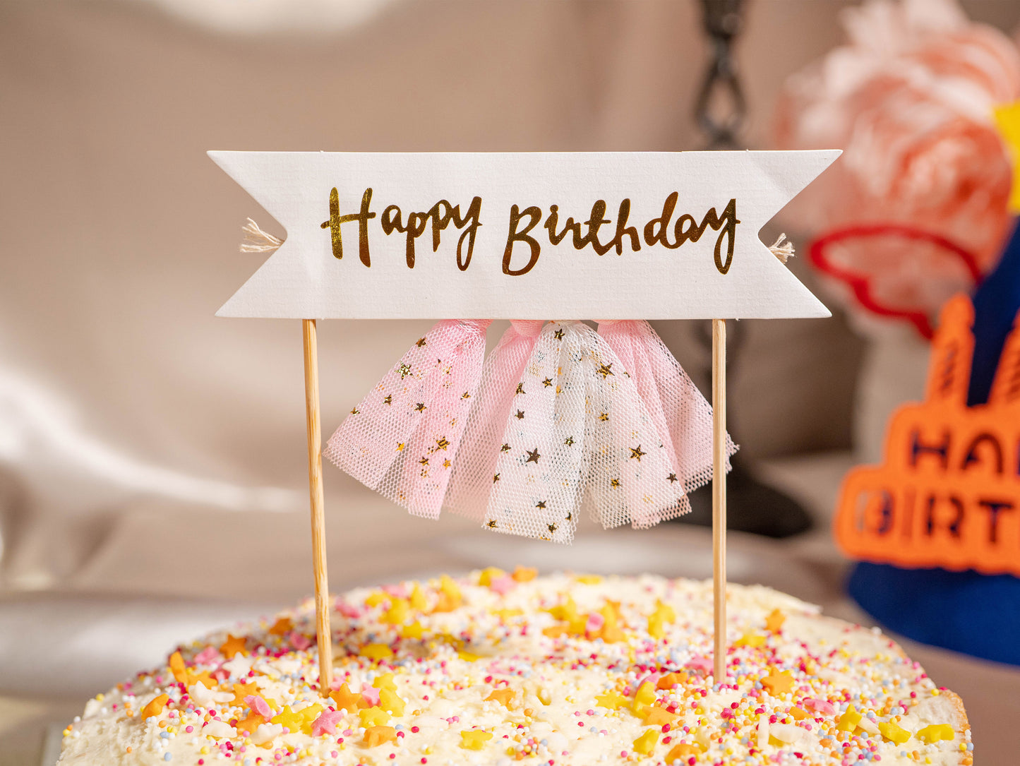 Happy Birthday Cake Topper Banner, Birthday Cake Topper Bunting Banner Flags