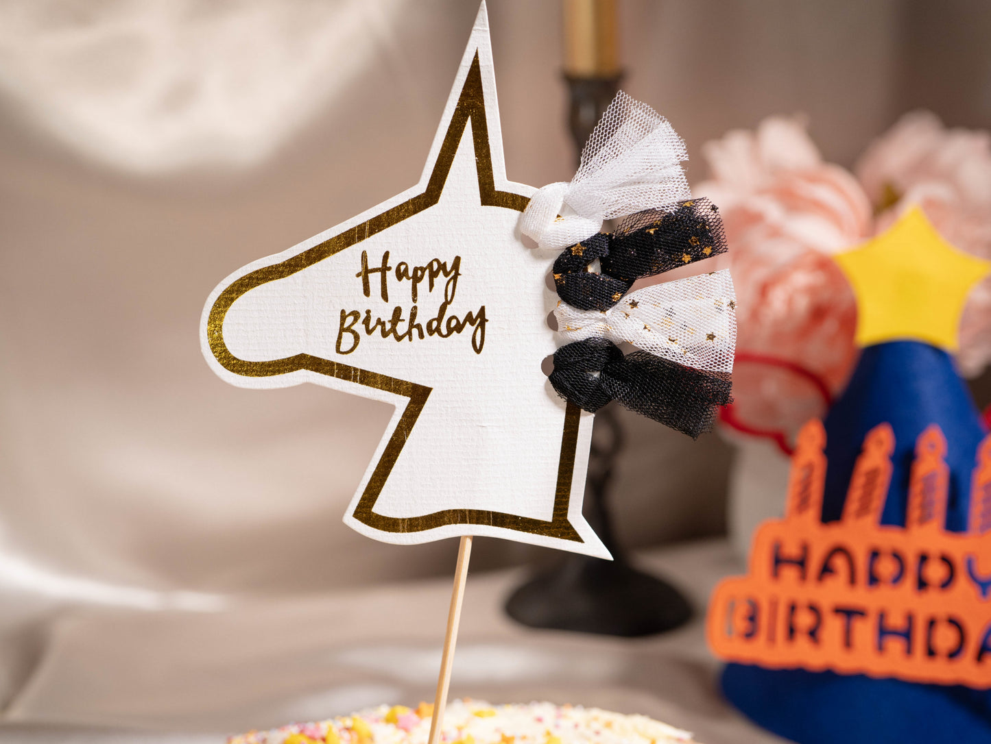 Horse Head Birthday Cake Topper Banner, Horse Cake Topper with Happy Birthday Letters