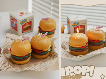 Burger Shaped Candles, Soy Wax Scented Candles