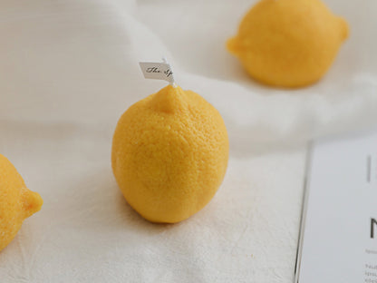 Handmade Lemon Shaped Scented Candles, Yellow Lemon Soy Wax Candles