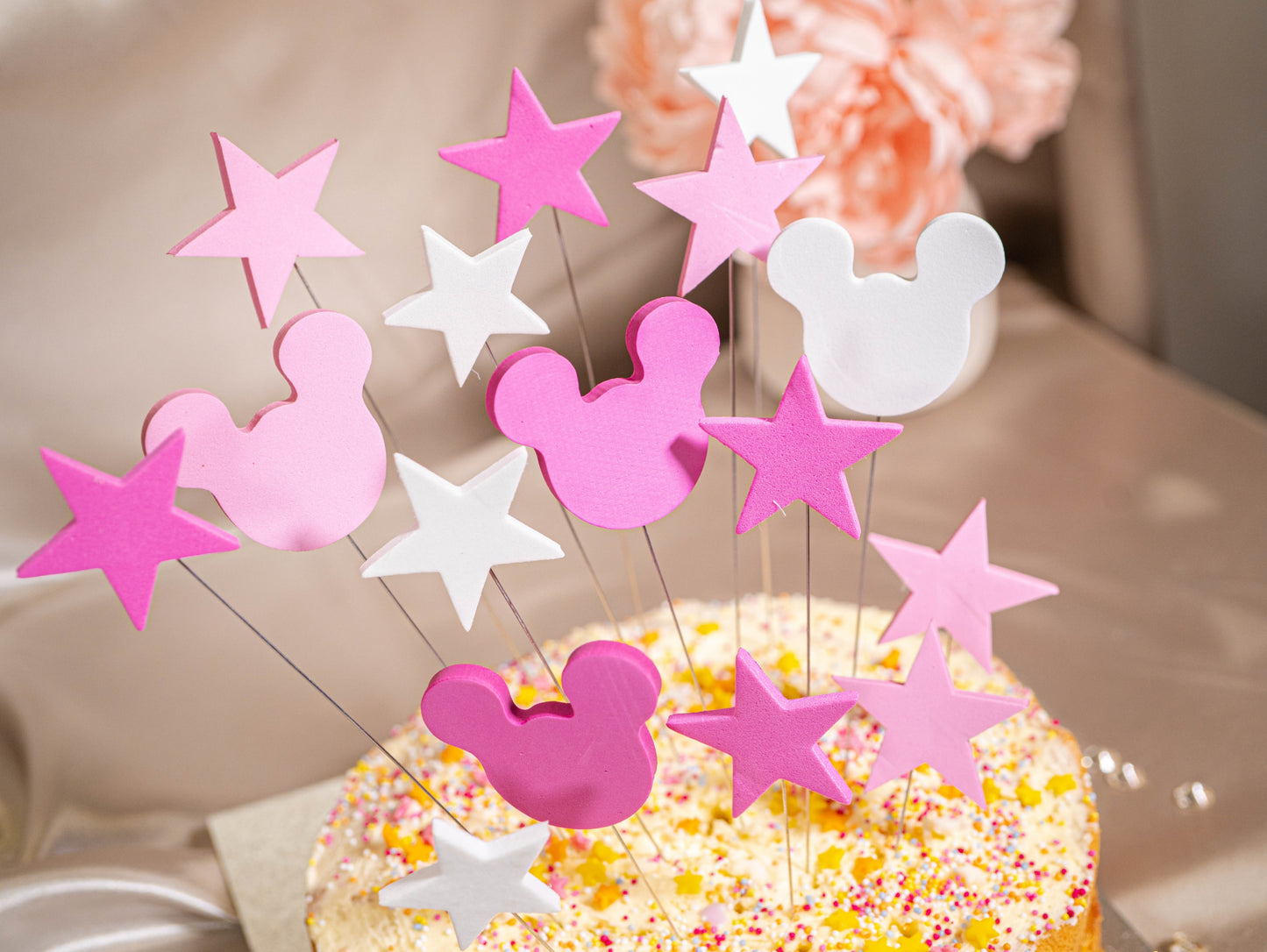 Micky Mouse DIY Cake Toppers, Pink Birthday Cake Decorations