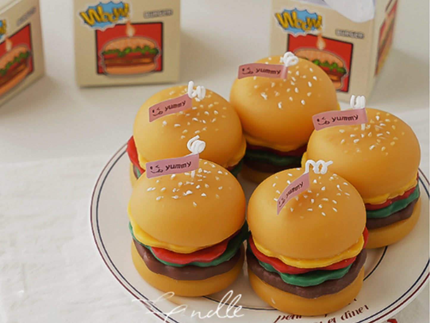 Burger Shaped Candles, Soy Wax Scented Candles