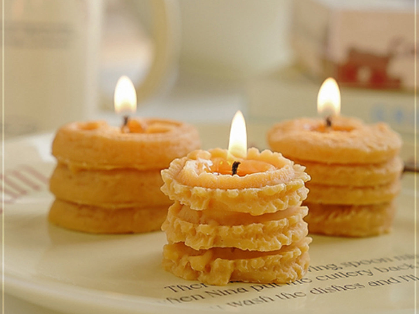 4pcs Cookie Candles Set, Biscuit Soy Wax Candles, Christmas Birthday Gift Box