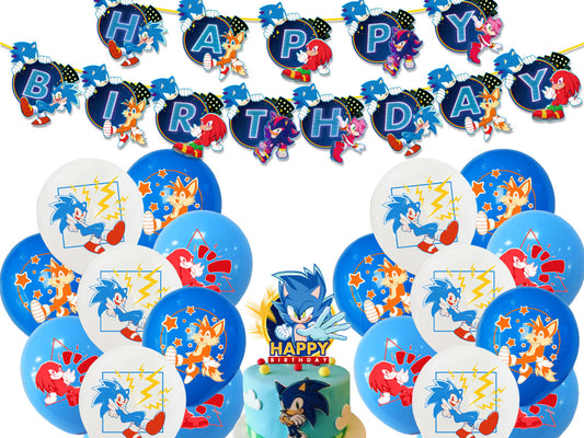 Sonic Birthday Banners, Sonic Balloons, Sonic Cake Toppers