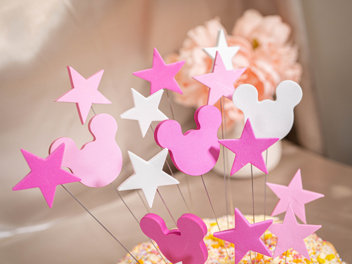 Micky Mouse DIY Cake Toppers, Pink Birthday Cake Decorations