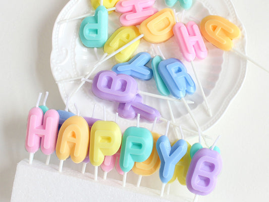 Macaron Happy Birthday Letter Candles, Colorful Birthday Cake Candle