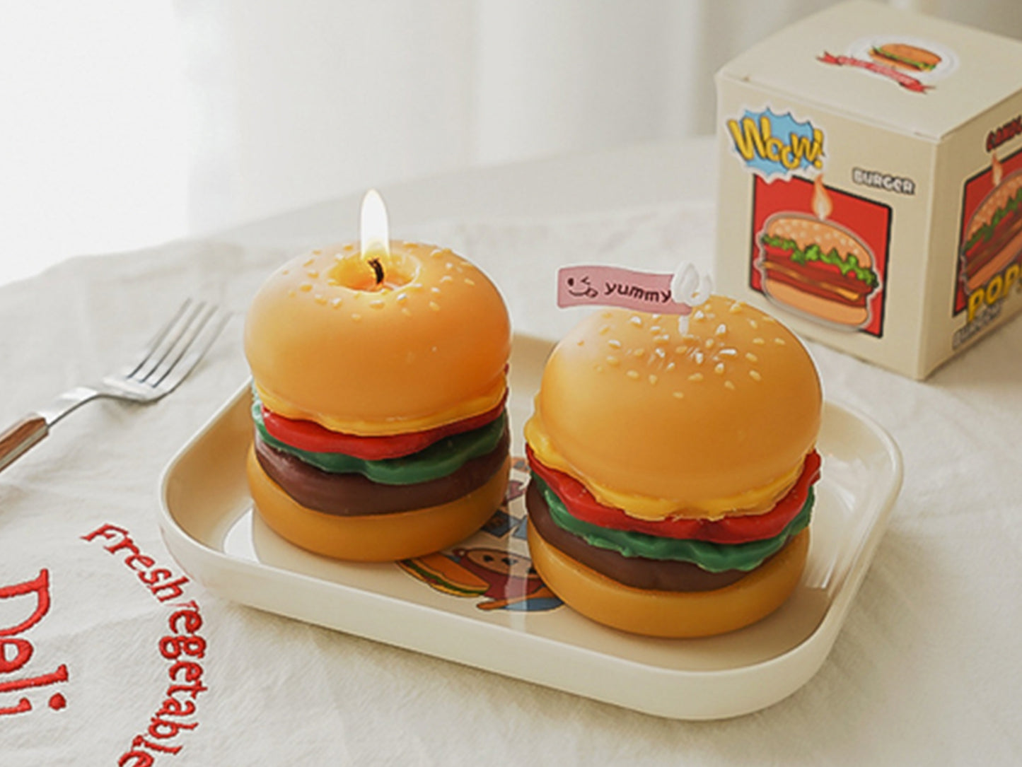 Burger Shaped Candles, Soy Wax Scented Candles