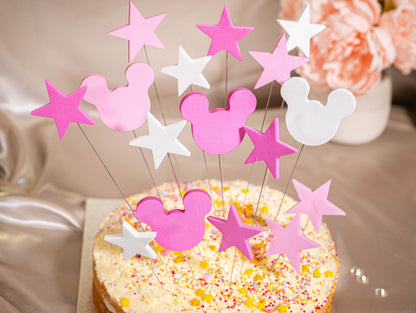 Micky Mouse DIY Cake Toppers, Pink Birthday Cake Decorations